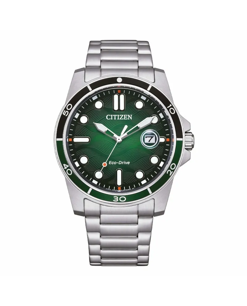 Montre Citizen Marine 1810 OF Eco-Drive avec cadran vert et bracelet en acier