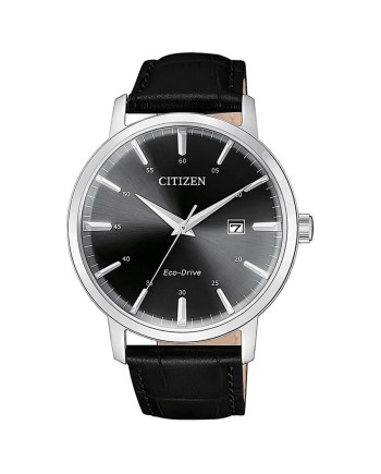 Montre Citizen Classic OF Eco-Drive, cadran noir, bracelet en cuir