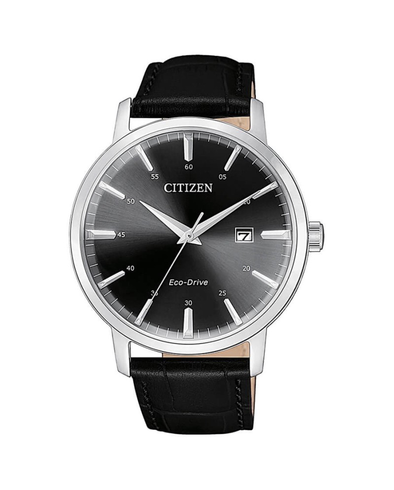 Montre Citizen Classic OF Eco-Drive, cadran noir, bracelet en cuir