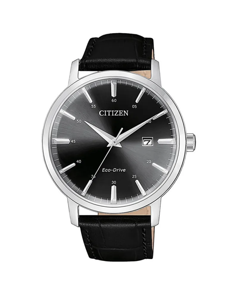 Montre Citizen Classic OF Eco-Drive, cadran noir, bracelet en cuir