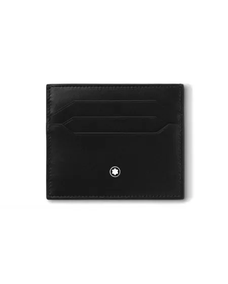 Set Montblanc Penna Sfera Pix e Porta Carte in Pelle Nera Meisterstück a 6 Scomparti