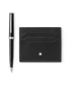 Set Montblanc Penna Sfera Pix e Porta Carte in Pelle Nera Meisterstück a 6 Scomparti