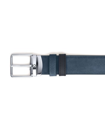 Montblanc Blue Velvet/Black Leather Belt with Everyday Buckle 35 mm