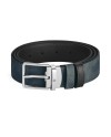 Ceinture Montblanc en velours bleu et cuir noir avec boucle Everyday 35 mm