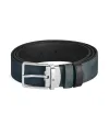 Montblanc Blue Velvet/Black Leather Belt with Everyday Buckle 35 mm