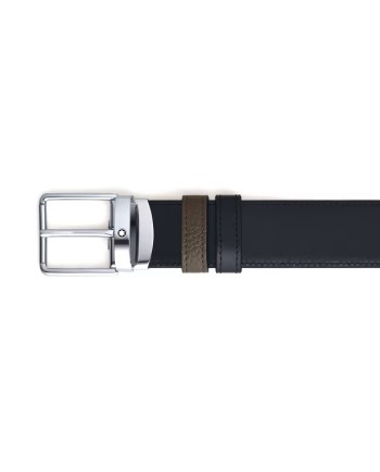 Ceinture Montblanc en cuir kaki/noir avec boucle Everyday 35 mm