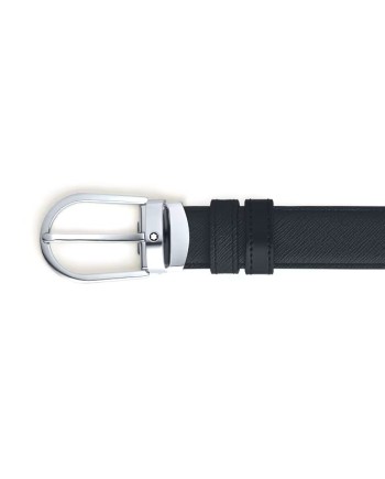 Montblanc Reversible Leather Belt Black/Black with Horseshoe Buckle 30 mm