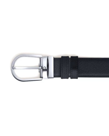Montblanc Reversible Leather Belt Black/Black with Horseshoe Buckle 35 mm