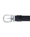 Ceinture Montblanc en cuir réversible tweed bleu/noir avec boucle fer à cheval 30 mm