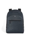 Sac à dos Montblanc Sartorial moyen à 3 compartiments en cuir tweed bleu