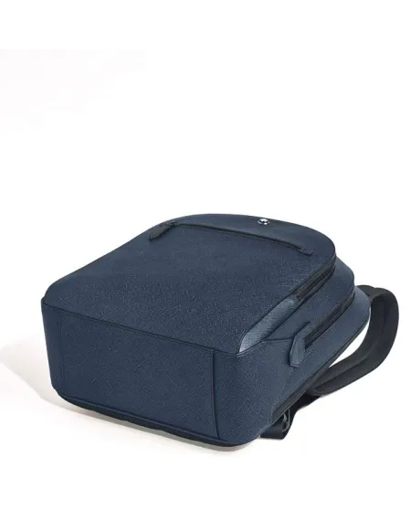 Sac à dos Montblanc Sartorial moyen à 3 compartiments en cuir tweed bleu