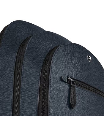 Montblanc Sartorial Medium Backpack 3 Compartments in Blue Tweed Leather