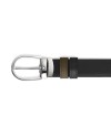 Cintura Montblanc in Pelle Reversibile Kaki/Nera con Fibbia a Ferro di Cavallo 30 mm