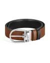 Ceinture réversible Montblanc en cuir fauve/noir avec boucle fer à cheval 35 mm