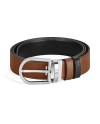 Montblanc Reversible Leather Belt in Fawn/Black with Horseshoe Buckle 35 mm
