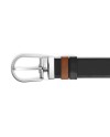 Ceinture réversible Montblanc en cuir fauve/noir avec boucle fer à cheval 35 mm