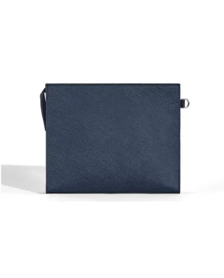 Pochette Montblanc Sartorial en cuir tweed bleu