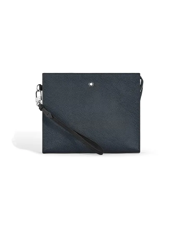 Pochette Montblanc Sartorial en cuir tweed bleu