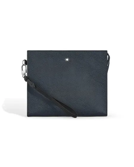 Pochette Montblanc Sartorial en cuir tweed bleu