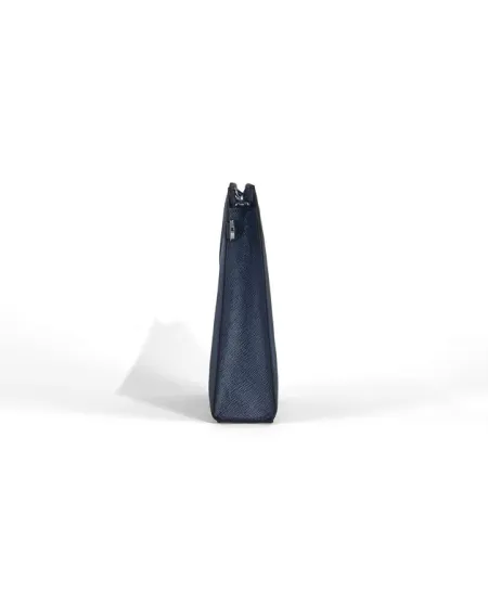 Pochette Montblanc Sartorial en cuir tweed bleu