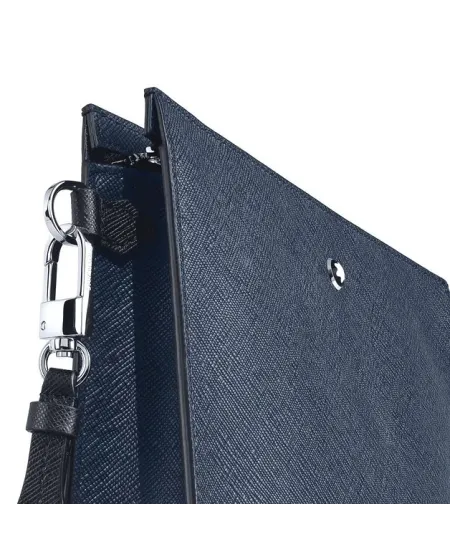 Pochette Montblanc Sartorial en cuir tweed bleu