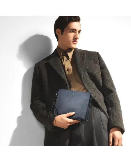 Pochette Montblanc Sartorial in Pelle Tweed Blue