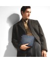 Pochette Montblanc Sartorial en cuir tweed bleu