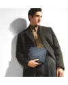 Pochette Montblanc Sartorial en cuir tweed bleu