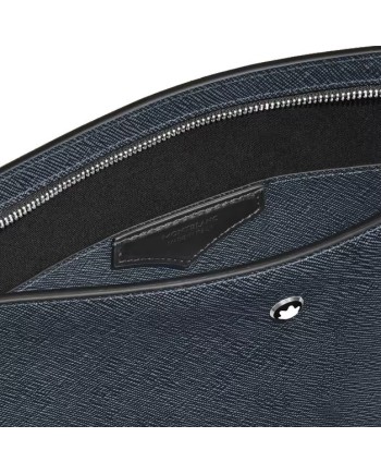 Pochette Montblanc Sartorial en cuir tweed bleu