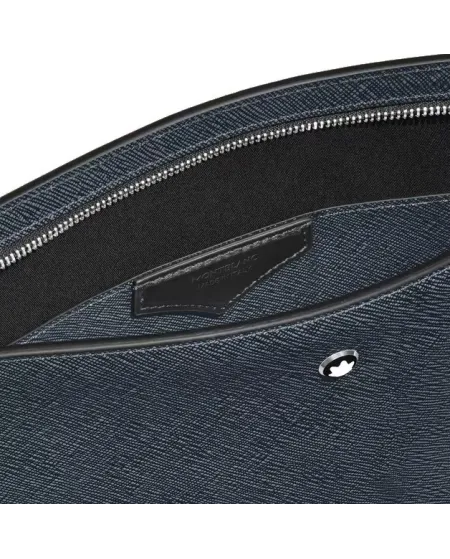 Pochette Montblanc Sartorial en cuir tweed bleu