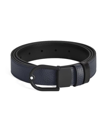 Ceinture réversible Montblanc en cuir bleu/noir avec motif fer à cheval PVD 30 mm