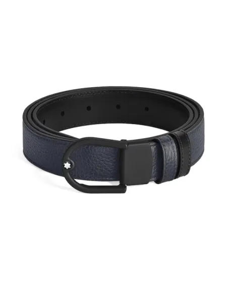 Cintura Reversibile Montblanc in Pelle Blu/Nera a Ferro di Cavallo Pvd 30 mm