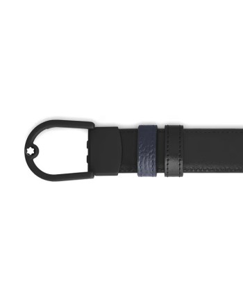 Montblanc Reversible Belt in Blue/Black Leather with Horseshoe PVD 30 mm