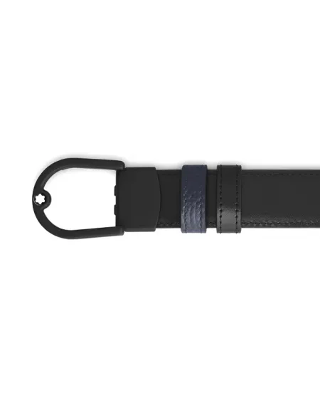Montblanc Reversible Belt in Blue/Black Leather with Horseshoe PVD 30 mm
