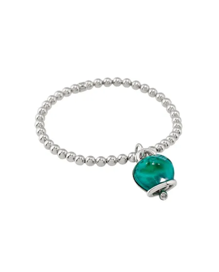 Bracciale Elastico Chantecler Et Voilà con Campanella Media Verde Paraiba e Diamante
