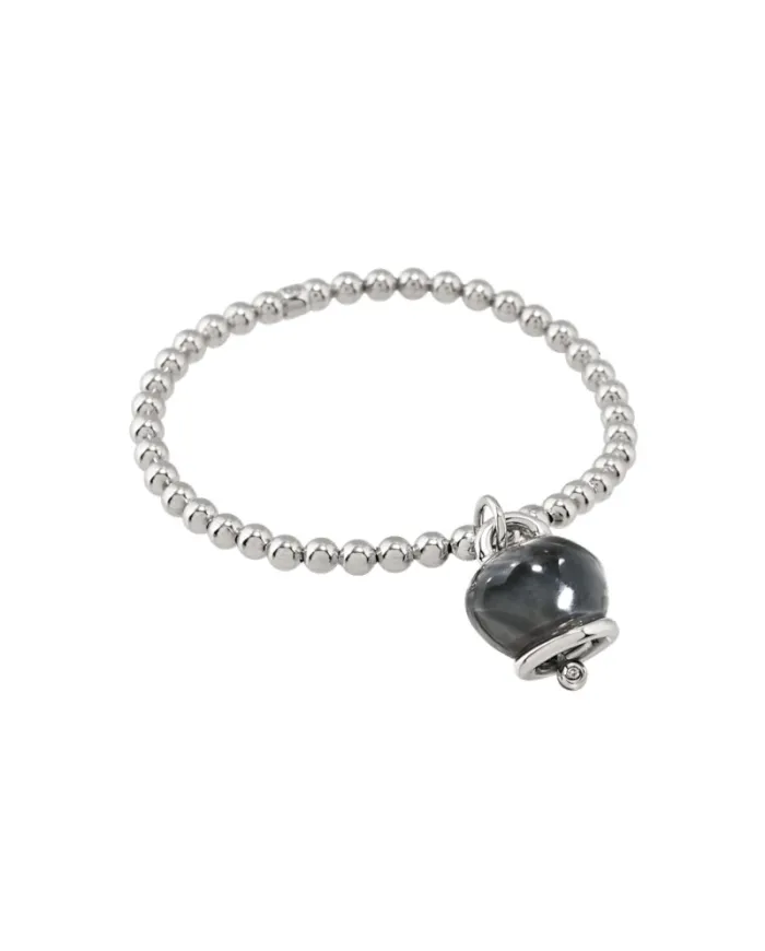 Bracelet élastique Chantecler Et Voilà avec clochette noire moyenne et diamant