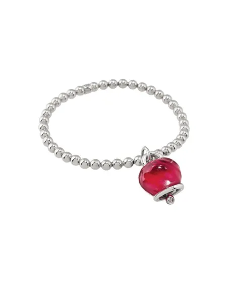 Bracelet élastique Chantecler Et Voilà avec clochette bordeaux moyenne et diamant