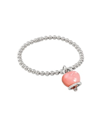 Bracelet élastique Chantecler Et Voilà avec clochette rose moyenne et diamant