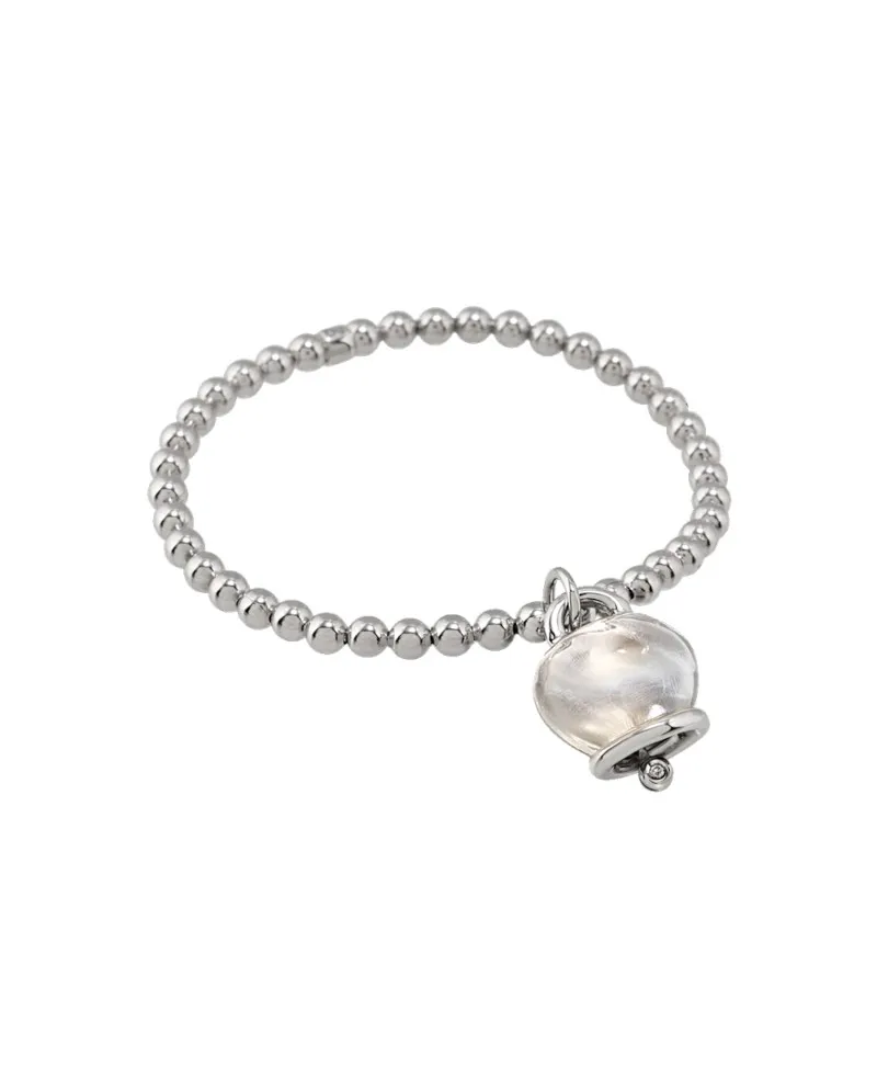 Bracelet élastique Chantecler Et Voilà avec clochette moyenne en cristal de roche et diamant