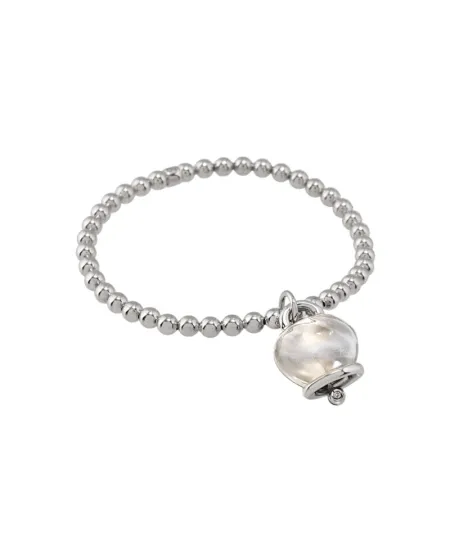 Bracelet élastique Chantecler Et Voilà avec clochette moyenne en cristal de roche et diamant
