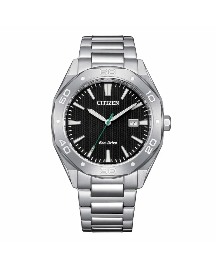 Citizen OF Metropolitan Sports Eco Drive Watch with Black Dial and Steel Strap