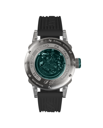 U-Boat U-65 Automatic 44mm Turquoise Watch with Black Rubber Strap