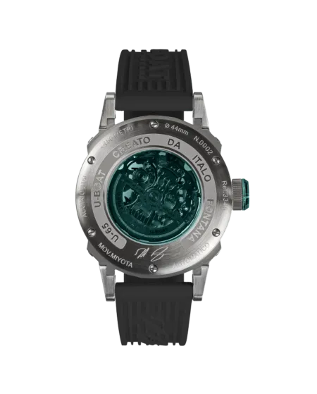 U-Boat U-65 Automatic 44mm Turquoise Watch with Black Rubber Strap