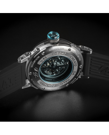 U-Boat U-65 Automatic 44mm Turquoise Watch with Black Rubber Strap