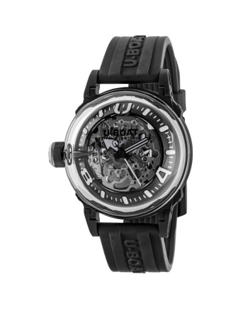 U-Boat U-65 Automatic 44mm White Watch with Black Rubber Strap