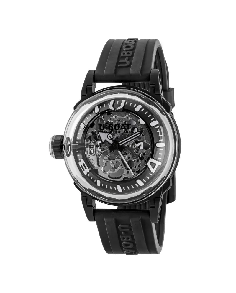 Montre U-Boot U-65 Automatique 44 mm Blanche avec bracelet en caoutchouc noir