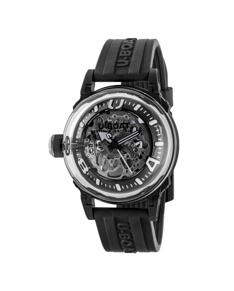 Orologio U-Boat U-65 Automatico 44 mm Bianco con Cinturino in Gomma Nero