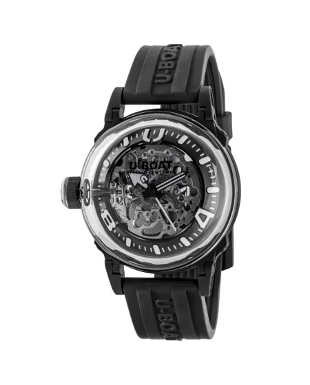 Montre U-Boot U-65 Automatique 44 mm Blanche avec bracelet en caoutchouc noir