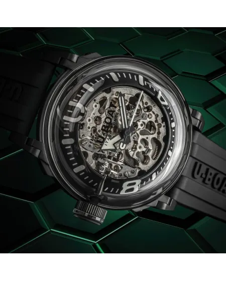 Orologio U-Boat U-65 Automatico 44 mm Bianco con Cinturino in Gomma Nero