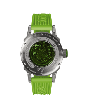 Montre automatique U-Boat U-65 44 mm turquoise avec bracelet en caoutchouc noir